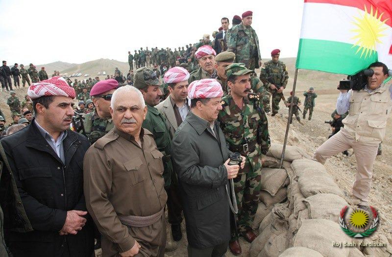 Kurdish President Masoud Barzani with Kurdistan Peshmerga Forces in Kirkuk